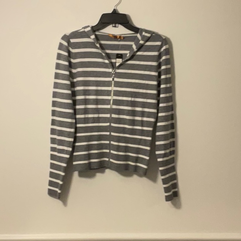 Belldini Charcoal and White Striped Hoodie
